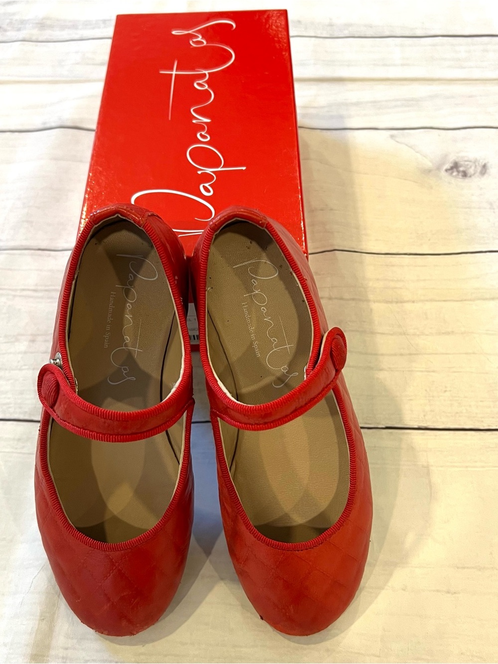 Papanatas by Eli Red Quilted Mary Jane Flats